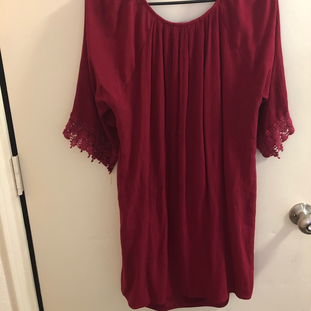 Red lace detail dress